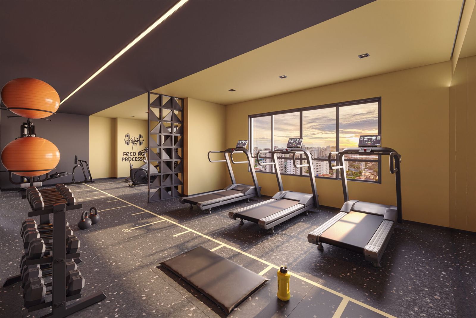 Espaço fitness equipado